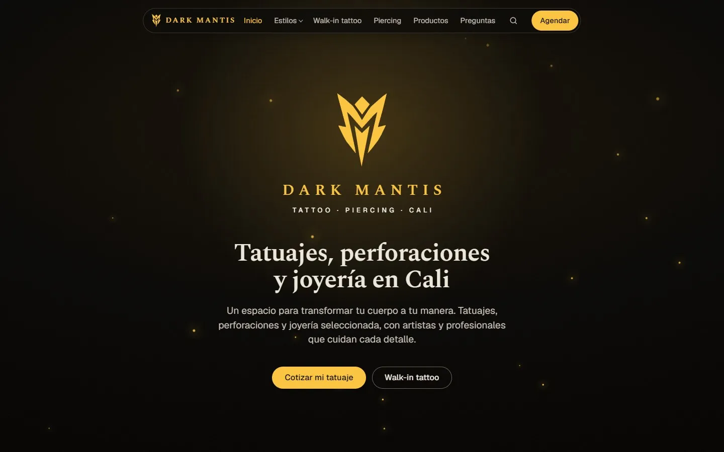 Página web de Dark Mantis Studio, hecha por We Connect U