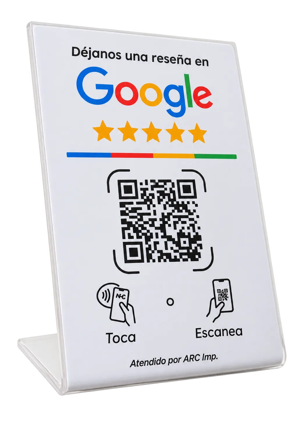 Tarjeta NFC para reseñas de Google con código QR